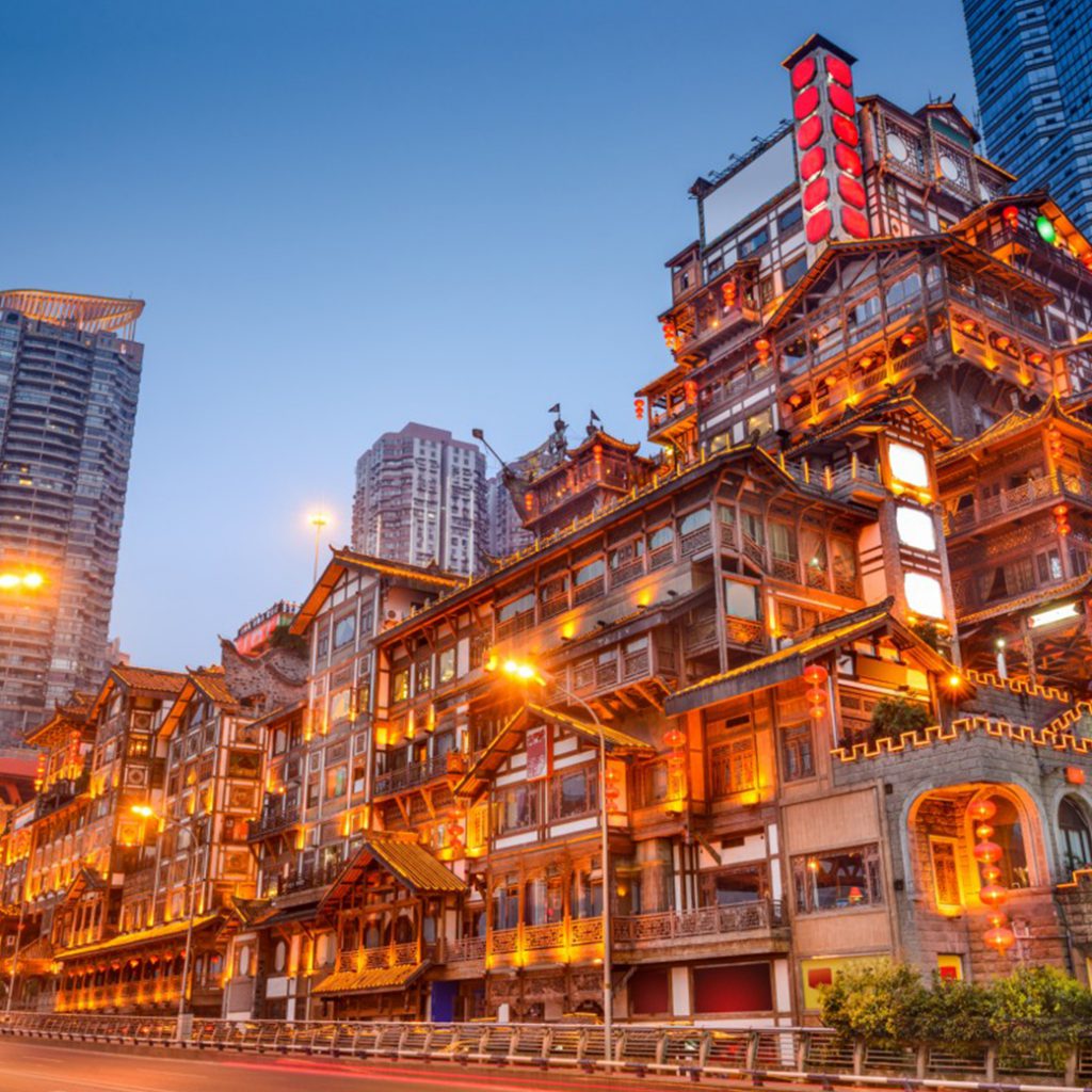 Chongqing China at Hongyadong traditional district. Resize